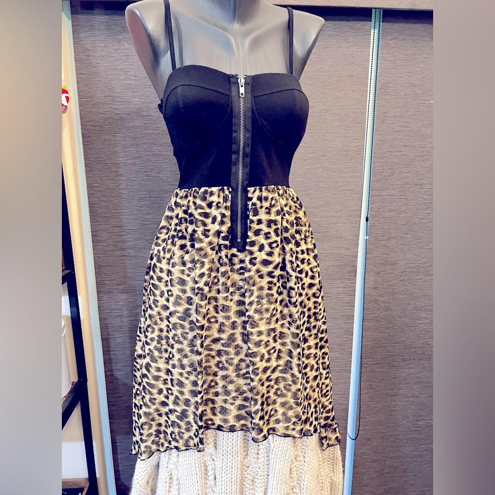 Material Girl leopard print high low dress size M